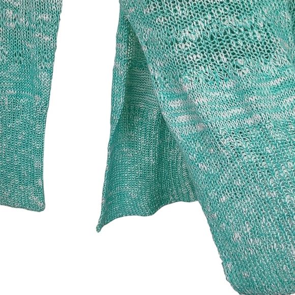 EE:SOME Womens Knit Cardigan Sweater Top Shirt Green White Button Down Size M L - Picture 4 of 12